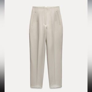 Zara High Waist Trousers in Cream